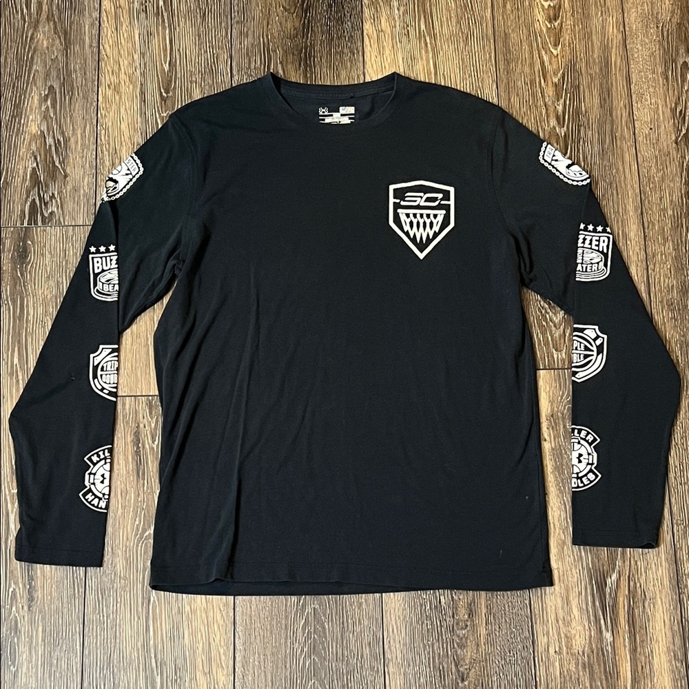 Under Armour HeatGear Men's Small Steph Curry Crewneck Long Sleeve T-shirt Black